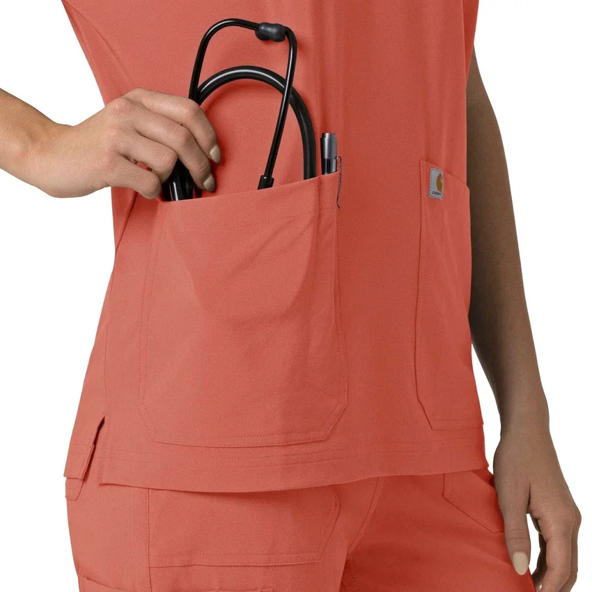 Kadın Force Cross-Flex Oversized V Yaka Scrub Üst