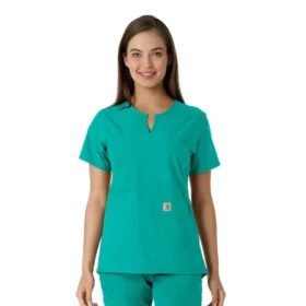 Kadın Force Essentials Çentikli Yaka Tunik Örme Panelli Scrub Üst