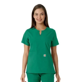 Kadın Force Essentials Çentikli Yaka Tunik Örme Panelli Scrub Üst