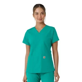 Kadın Force Essentials V Yaka Örme Panelli Scrub Üst