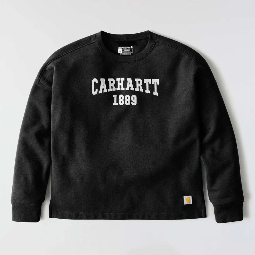 Kadın Geniş Kesim Orta Ağırlıkta carhartt 1889 Grafikli Bisiklet Yaka Sweatshirt