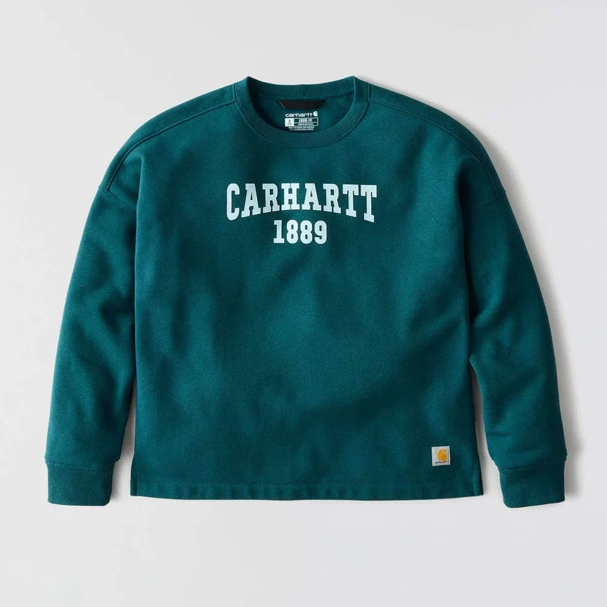 Kadın Geniş Kesim Orta Ağırlıkta carhartt 1889 Grafikli Bisiklet Yaka Sweatshirt