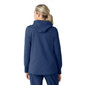 Kadın Tam Fermuarlı Waffle Scrub Kapüşonlu Sweatshirt