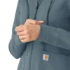 Kadın Tam Fermuarlı Waffle Scrub Kapüşonlu Sweatshirt