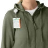 Kadın Tam Fermuarlı Waffle Scrub Kapüşonlu Sweatshirt