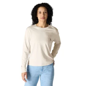 Kadın Tencel Bol Kesim Uzun Kolluklu Bisiklet Yaka Cepli Tişört