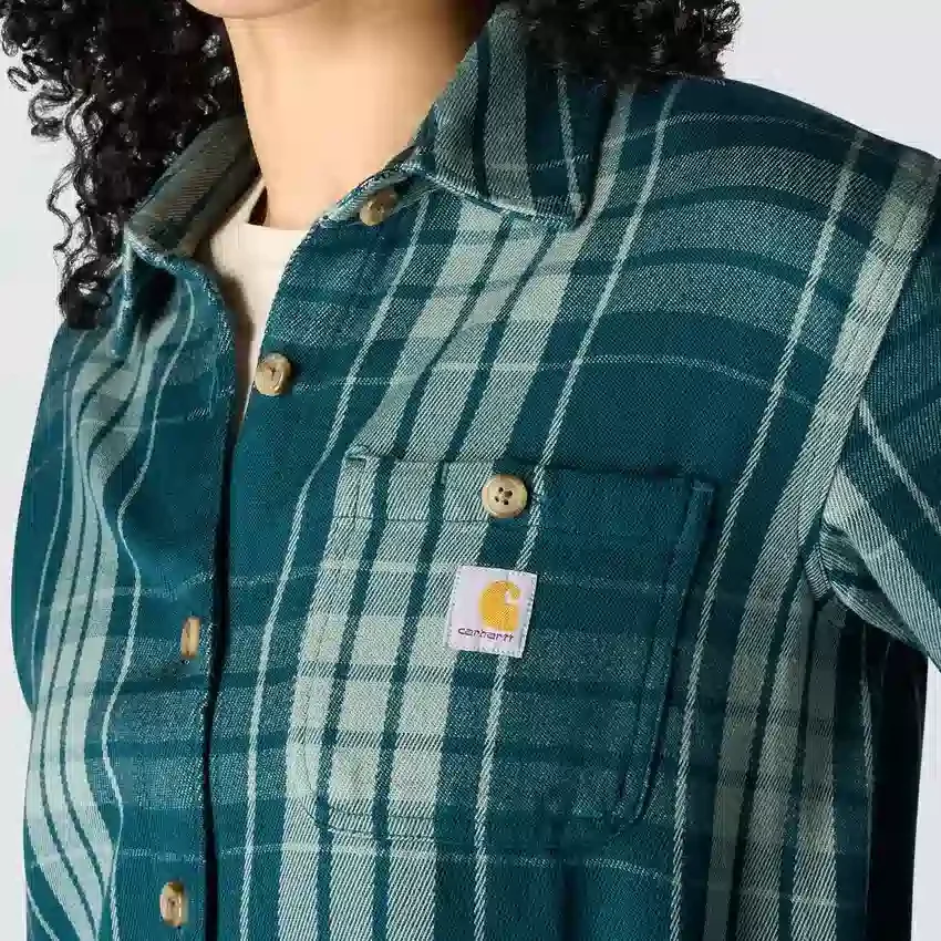 Kadın Tencel™ Elyaf Serisi Bol Kesim Twill Ekose Gömlek