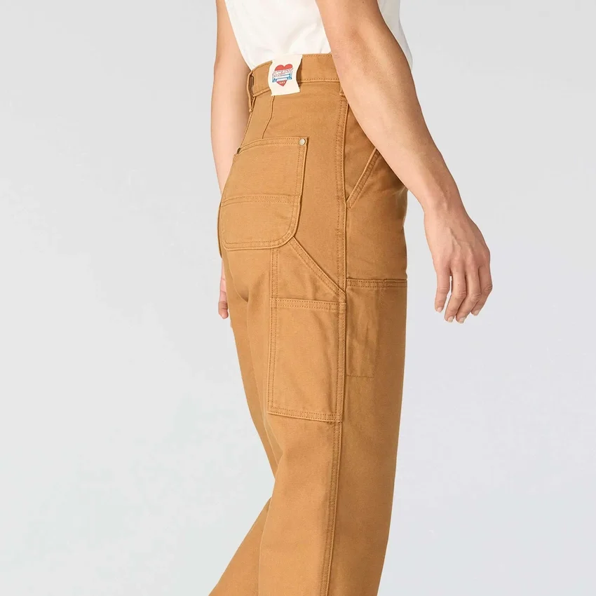 Kadın Vintage Kesim Double Knee Kanvas İş Pantolonu