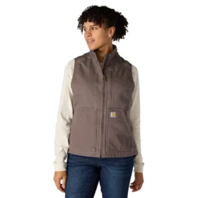 Kadın Yıkanmış Pamuklu Sherpa Astarlı Mock Neck Yelek