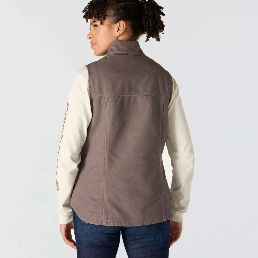 Kadın Yıkanmış Pamuklu Sherpa Astarlı Mock Neck Yelek