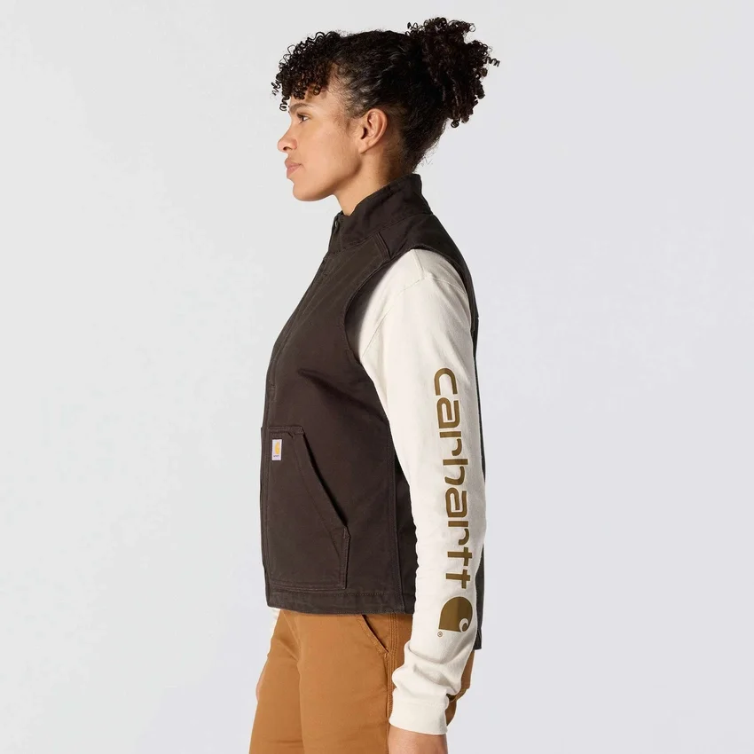 Kadın Yıkanmış Pamuklu Sherpa Astarlı Mock Neck Yelek