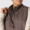 Kadın Yıkanmış Pamuklu Sherpa Astarlı Mock Neck Yelek