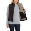 Kadın Yıkanmış Pamuklu Sherpa Astarlı Mock Neck Yelek