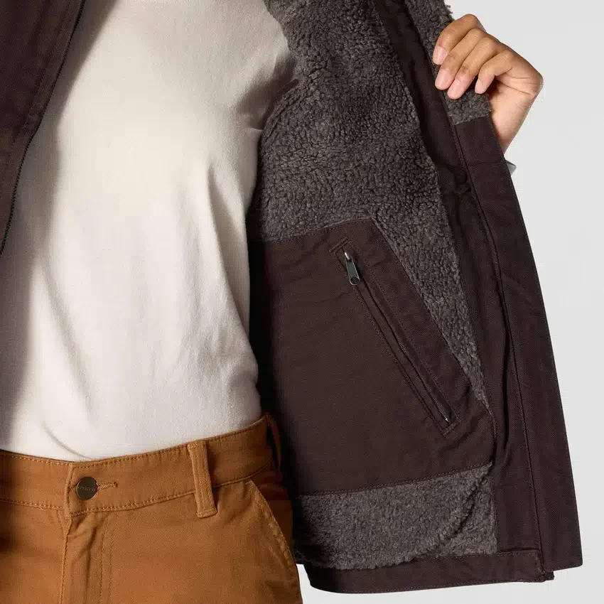 Kadın Yıkanmış Pamuklu Sherpa Astarlı Mock Neck Yelek