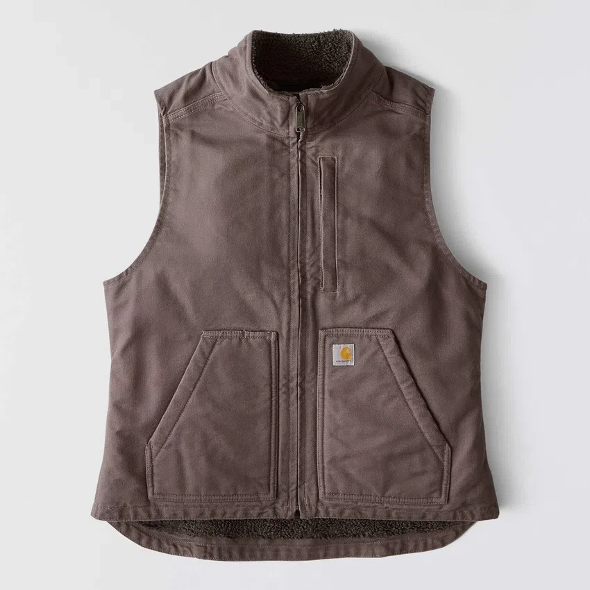 Kadın Yıkanmış Pamuklu Sherpa Astarlı Mock Neck Yelek