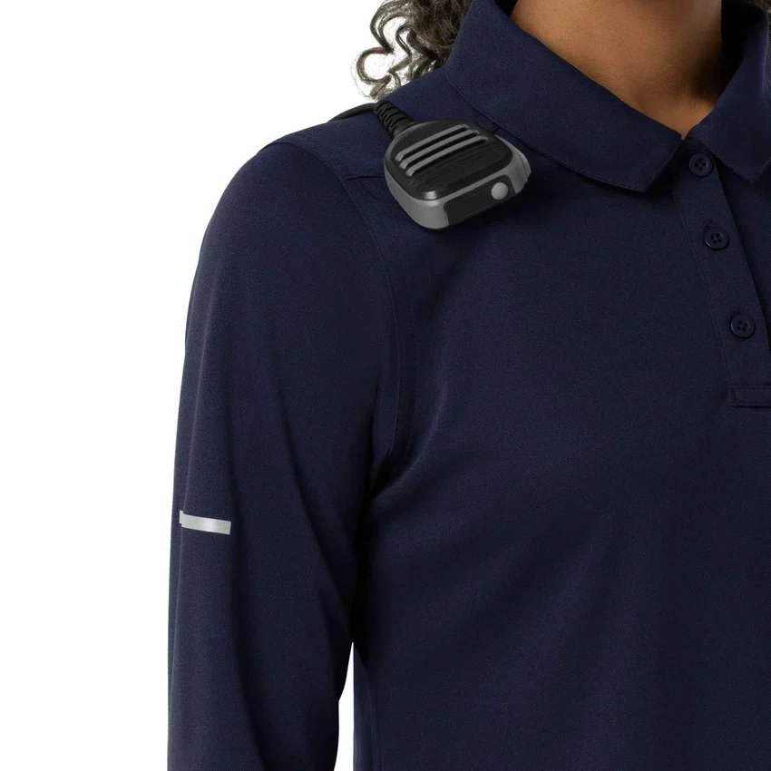 Kadınlar için Rugged Flex® Rscu Ağır Dokuma Uzun Kolluklu Polo Scrub Üst