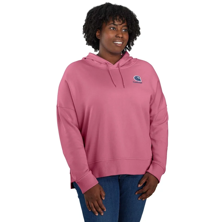 Kadınlar İçin Hafif Tencel Bol Kesim Logolu Grafik Kapüşonlu Sweatshirt