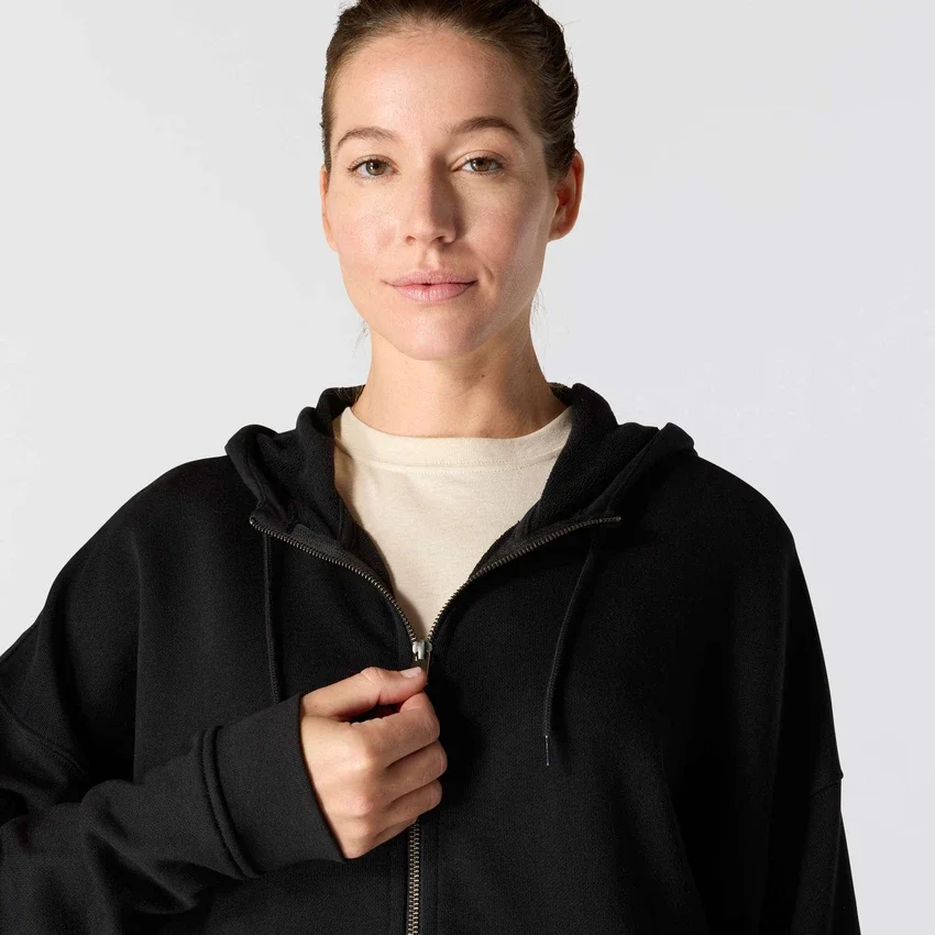 Kadınlar İçin Hafif Tencel Tam Fermuarlı Kapüşonlu Sweatshirt