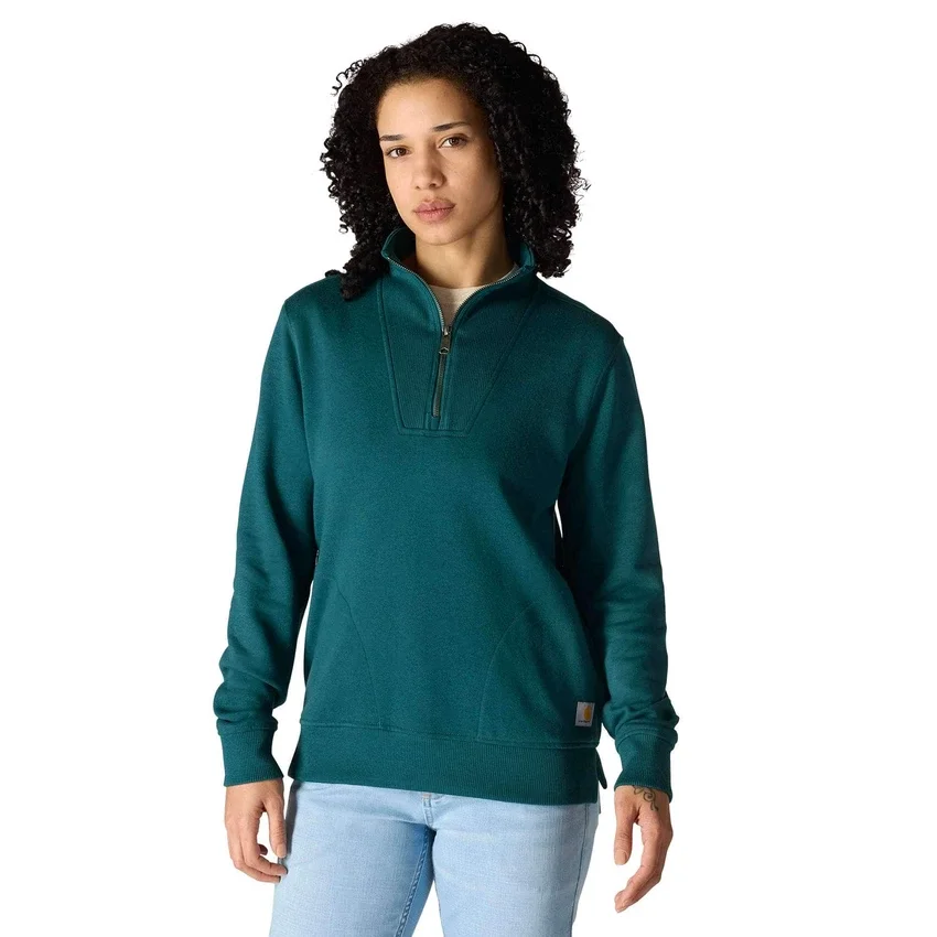Kadınlar İçin Hafif Tencel Yarım Fermuarlı Pullover Sweatshirt