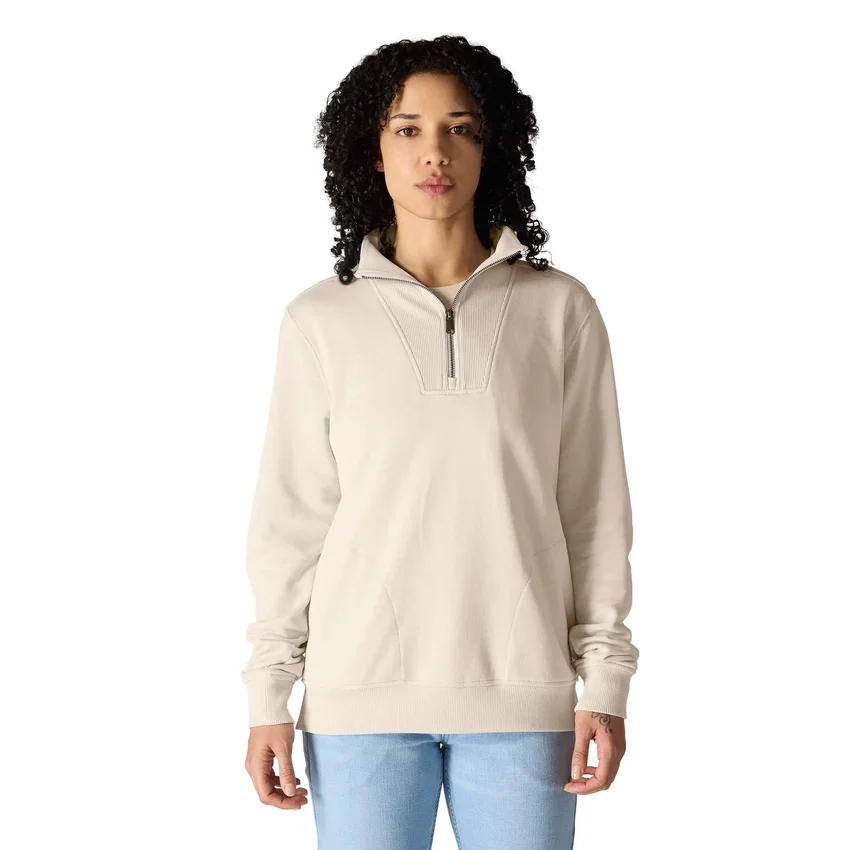 Kadınlar İçin Hafif Tencel Yarım Fermuarlı Pullover Sweatshirt