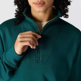 Kadınlar İçin Hafif Tencel Yarım Fermuarlı Pullover Sweatshirt