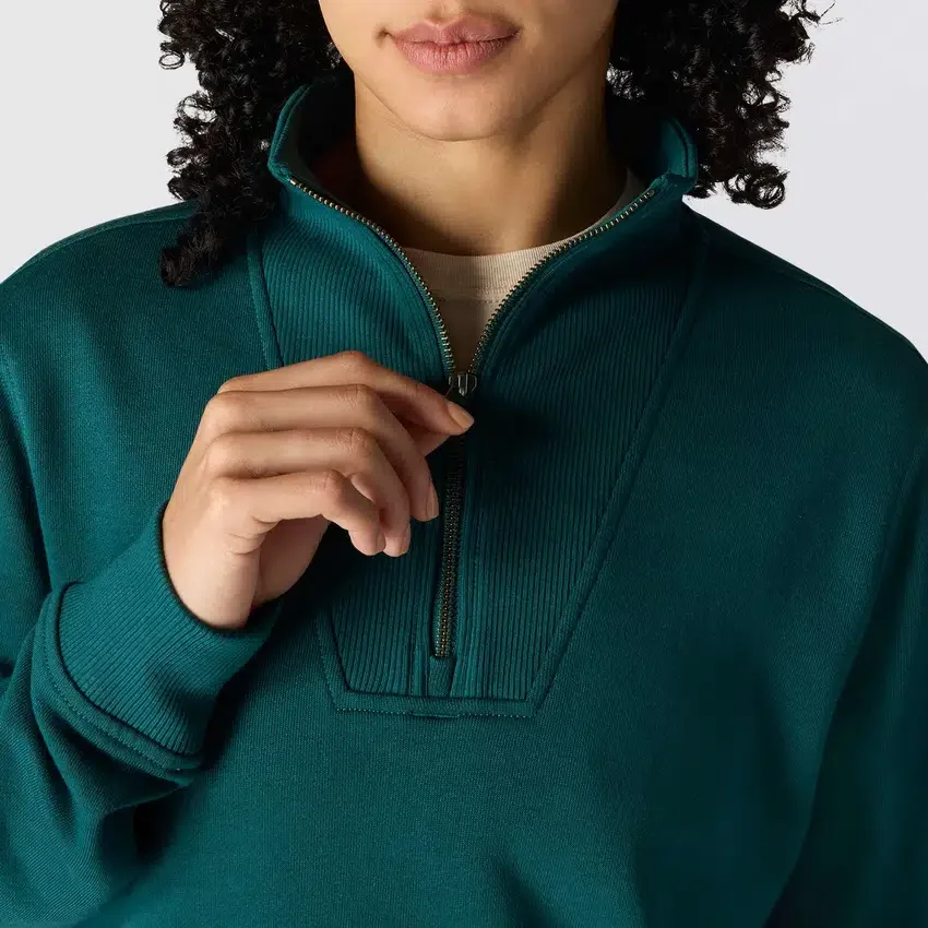 Kadınlar İçin Hafif Tencel Yarım Fermuarlı Pullover Sweatshirt