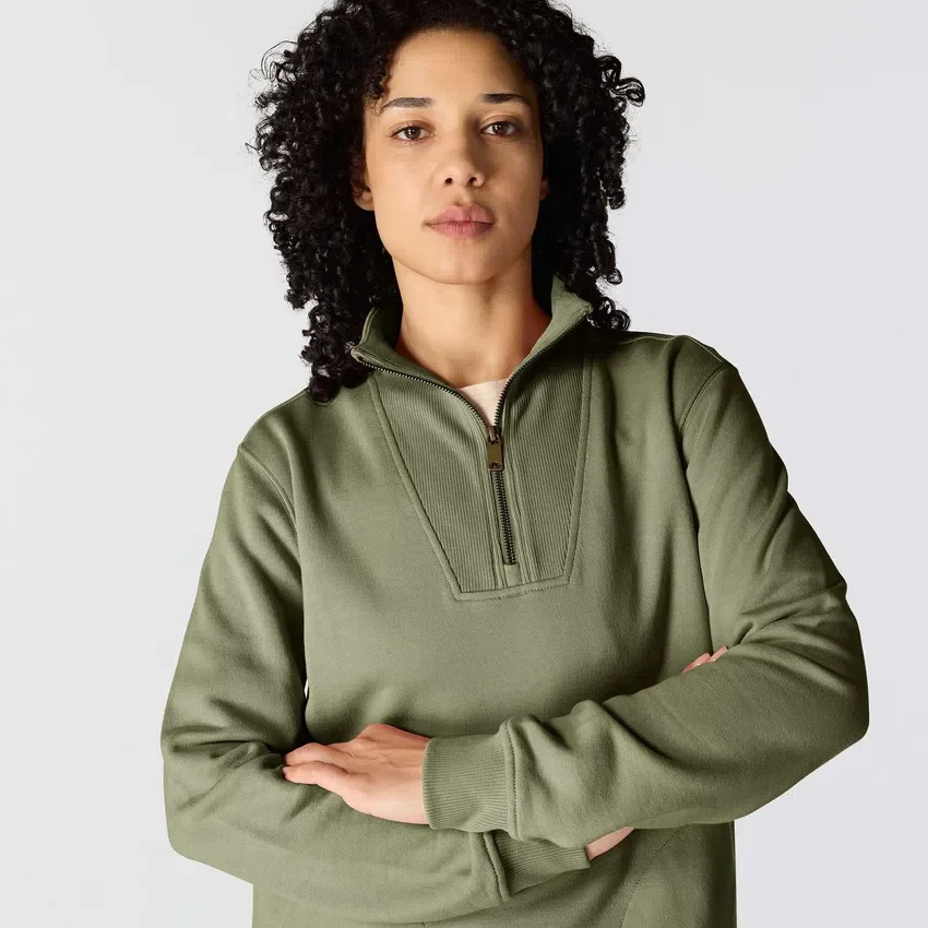 Kadınlar İçin Hafif Tencel Yarım Fermuarlı Pullover Sweatshirt