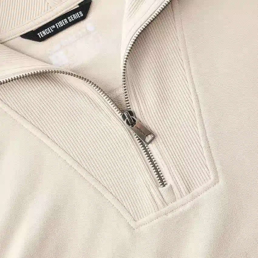 Kadınlar İçin Hafif Tencel Yarım Fermuarlı Pullover Sweatshirt