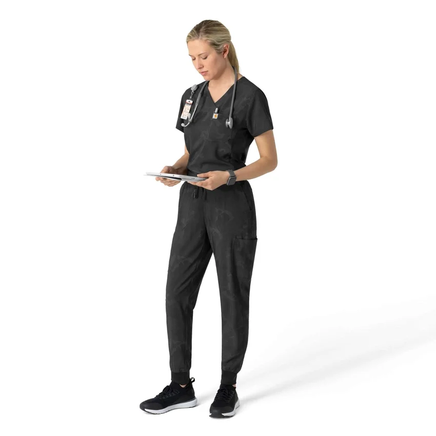 Kadın Baskılı Kargo Jogger Scrub Pantolon