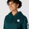 Kadınlar İçin İkonik Clarksburg Gevşek Kesim Polar Astarlı Logolu Kapüşonlu Sweatshirt