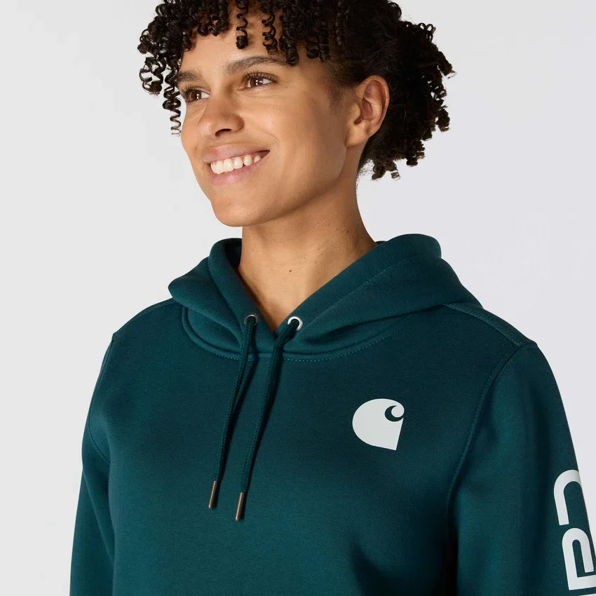 Kadınlar İçin İkonik Clarksburg Gevşek Kesim Polar Astarlı Logolu Kapüşonlu Sweatshirt