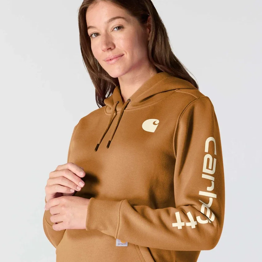 Kadınlar İçin İkonik Clarksburg Gevşek Kesim Polar Astarlı Logolu Kapüşonlu Sweatshirt