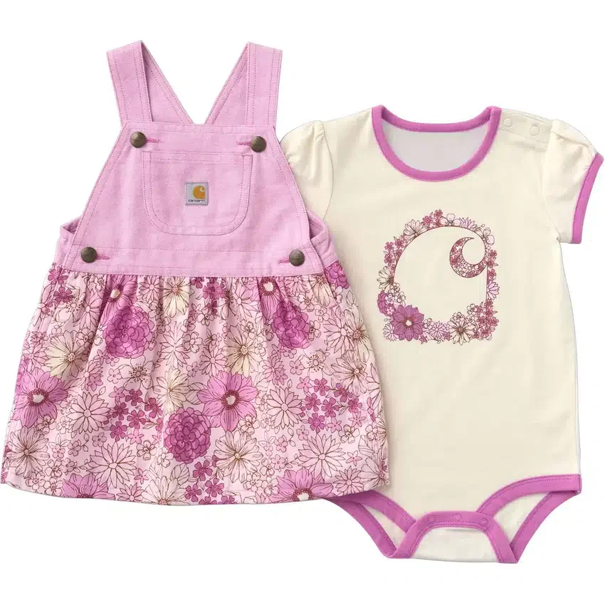 Kız Çocukları için 2 Parçalı Kısa Kolluklu Bodysuit ve Desenli Jumper Seti (Bebek/)