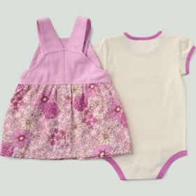 Kız Çocukları için 2 Parçalı Kısa Kolluklu Bodysuit ve Desenli Jumper Seti (Bebek/)