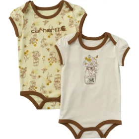 Kız Çocukları İçin 2 Parçalı Kısa Kolluklu Arı Desenli Bodysuit Seti (Bebek)