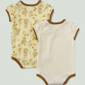 Kız Çocukları İçin 2 Parçalı Kısa Kolluklu Arı Desenli Bodysuit Seti (Bebek)