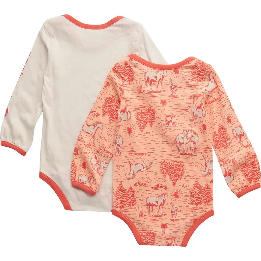 Kız Çocukları İçin 2 Parçalı Uzun Kolluklu Çiftlik Desenli Bodysuit Seti (Bebek)