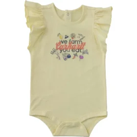 Kız Çocukları İçin Kısa Fırfırlı Kolluklu Sebze Desenli Bodysuit (Bebek)