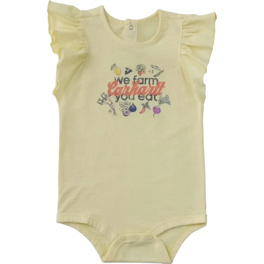 Kız Çocukları İçin Kısa Fırfırlı Kolluklu Sebze Desenli Bodysuit (Bebek)