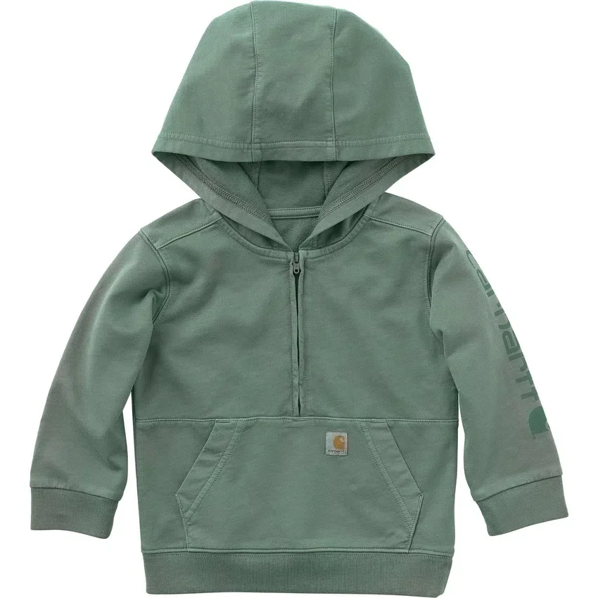 Çocuklar İçin Uzun Kolluklu, Yeniden Tasarlanmış Giysi Boyamalı Yarım Fermuarlı Sweatshirt (Bebek/Küçük Çocuk)