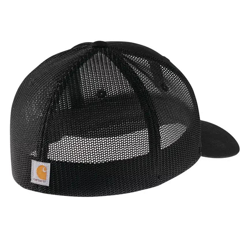 Rugged Flex™ Dar Kesim Kanvas, Arkası File, Logolu Grafik Şapka