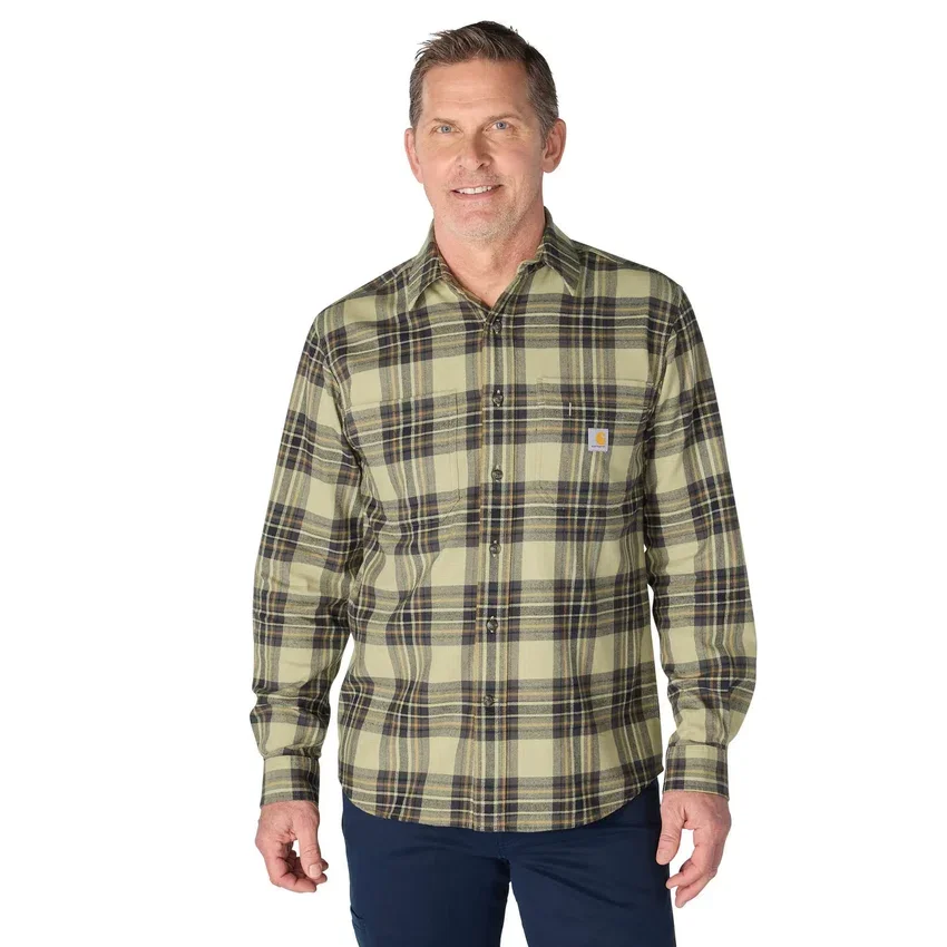 Rugged Flex™ Rahat Kesim Orta Ağırlıkta Flanel Uzun Kolluklu Ekose Gömlek