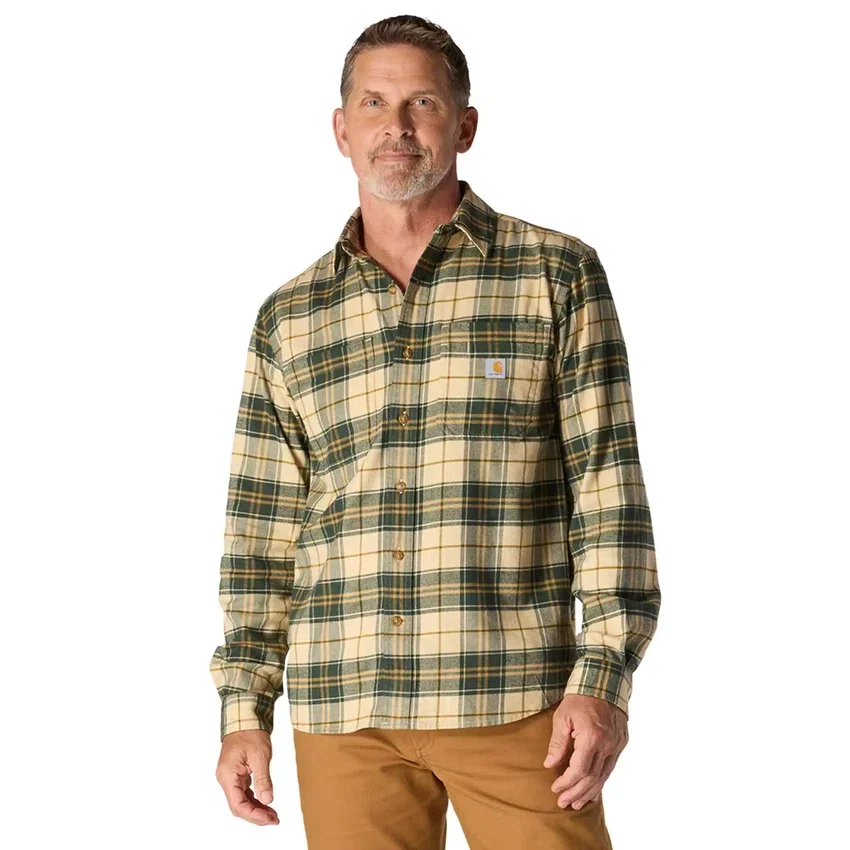 Rugged Flex™ Rahat Kesim Orta Ağırlıkta Flanel Uzun Kolluklu Ekose Gömlek