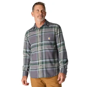 Rugged Flex™ Rahat Kesim Orta Ağırlıkta Flanel Uzun Kolluklu Ekose Gömlek