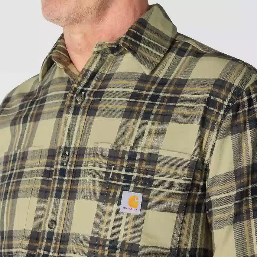 Rugged Flex™ Rahat Kesim Orta Ağırlıkta Flanel Uzun Kolluklu Ekose Gömlek