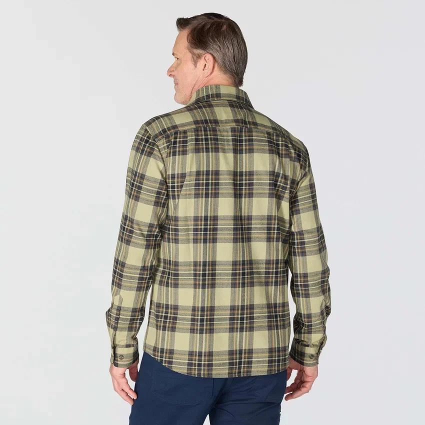 Rugged Flex™ Rahat Kesim Orta Ağırlıkta Flanel Uzun Kolluklu Ekose Gömlek