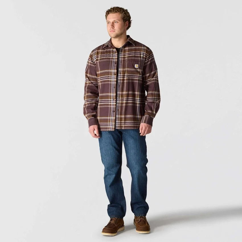 Rugged Flex™ Rahat Kesim Orta Ağırlıkta Flanel Uzun Kolluklu Ekose Gömlek