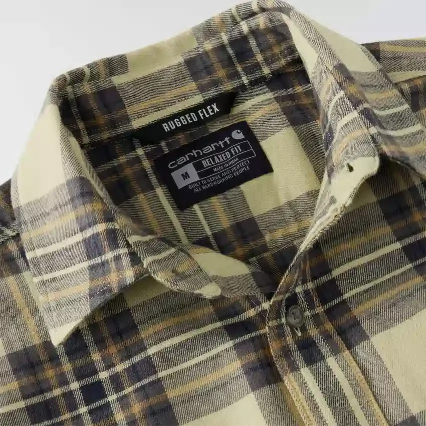 Rugged Flex™ Rahat Kesim Orta Ağırlıkta Flanel Uzun Kolluklu Ekose Gömlek