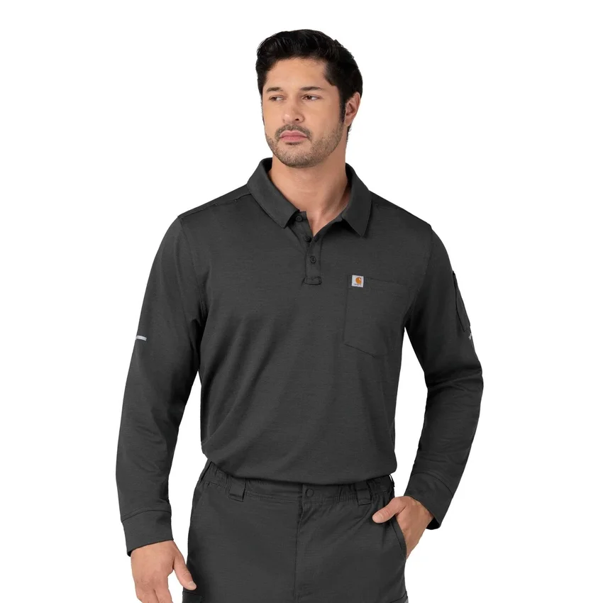 Rugged Flex® Rscu Ağır Dokuma Uzun Kolluklu Polo Scrub Üst