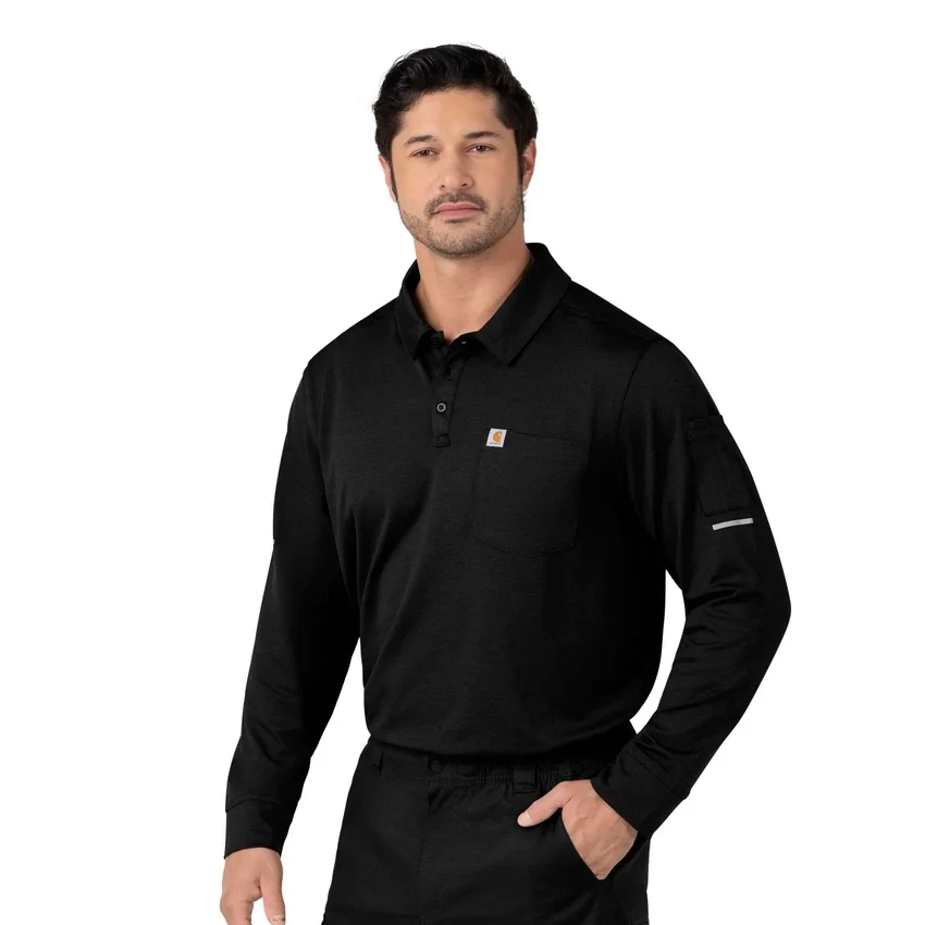 Rugged Flex® Rscu Ağır Dokuma Uzun Kolluklu Polo Scrub Üst